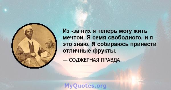 Из -за них я теперь могу жить мечтой. Я семя свободного, и я это знаю. Я собираюсь принести отличные фрукты.