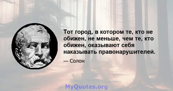 Тот город, в котором те, кто не обижен, не меньше, чем те, кто обижен, оказывают себя наказывать правонарушителей.