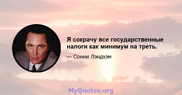 Я сокрачу все государственные налоги как минимум на треть.