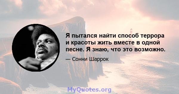 Я пытался найти способ террора и красоты жить вместе в одной песне. Я знаю, что это возможно.