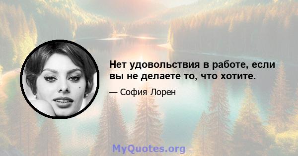 Нет удовольствия в работе, если вы не делаете то, что хотите.