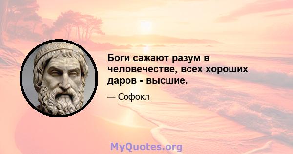 Боги сажают разум в человечестве, всех хороших даров - высшие.