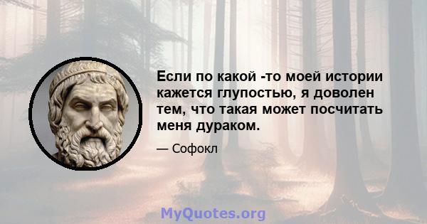 Если по какой -то моей истории кажется глупостью, я доволен тем, что такая может посчитать меня дураком.