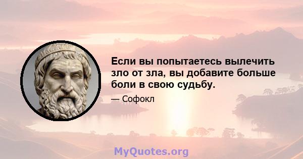 Если вы попытаетесь вылечить зло от зла, вы добавите больше боли в свою судьбу.