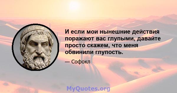 И если мои нынешние действия поражают вас глупыми, давайте просто скажем, что меня обвинили глупость.