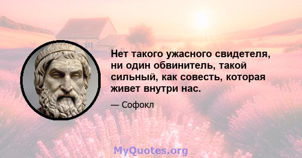 Нет такого ужасного свидетеля, ни один обвинитель, такой сильный, как совесть, которая живет внутри нас.