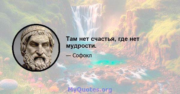 Там нет счастья, где нет мудрости.