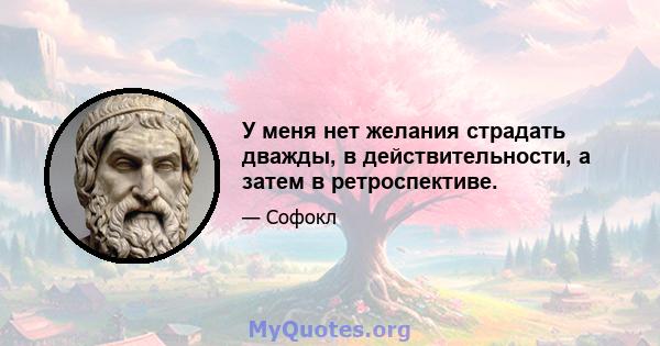 У меня нет желания страдать дважды, в действительности, а затем в ретроспективе.