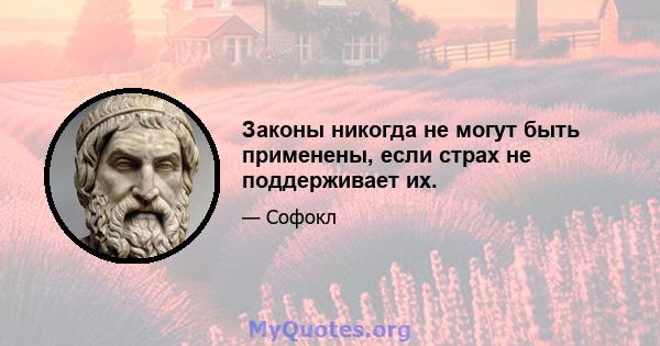 Законы никогда не могут быть применены, если страх не поддерживает их.