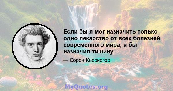 Если бы я мог назначить только одно лекарство от всех болезней современного мира, я бы назначил тишину.