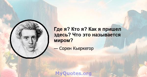 Где я? Кто я? Как я пришел здесь? Что это называется миром?