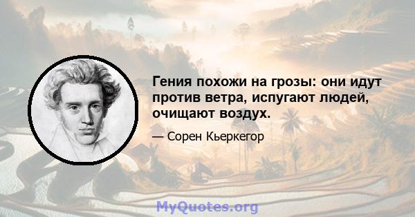 Гения похожи на грозы: они идут против ветра, испугают людей, очищают воздух.