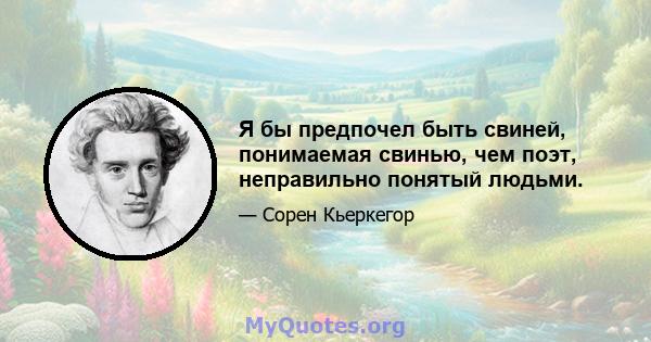 Я бы предпочел быть свиней, понимаемая свинью, чем поэт, неправильно понятый людьми.