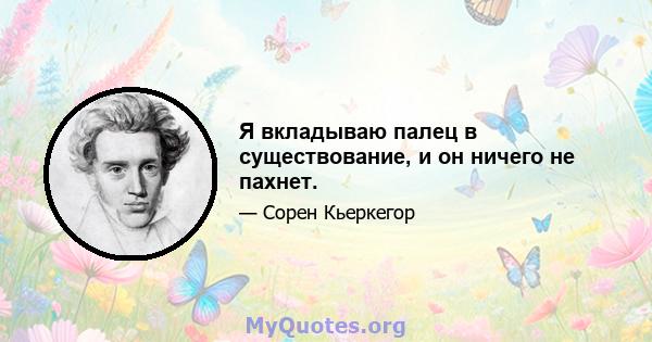 Я вкладываю палец в существование, и он ничего не пахнет.