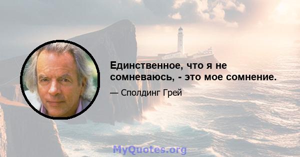 Единственное, что я не сомневаюсь, - это мое сомнение.