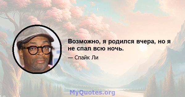 Возможно, я родился вчера, но я не спал всю ночь.