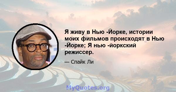 Я живу в Нью -Йорке, истории моих фильмов происходят в Нью -Йорке; Я нью -йоркский режиссер.