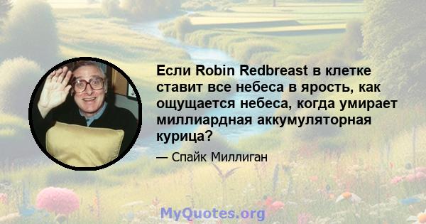 Если Robin Redbreast в клетке ставит все небеса в ярость, как ощущается небеса, когда умирает миллиардная аккумуляторная курица?