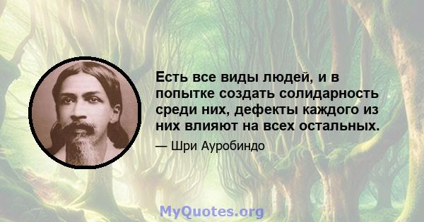 Есть все виды людей, и в попытке создать солидарность среди них, дефекты каждого из них влияют на всех остальных.