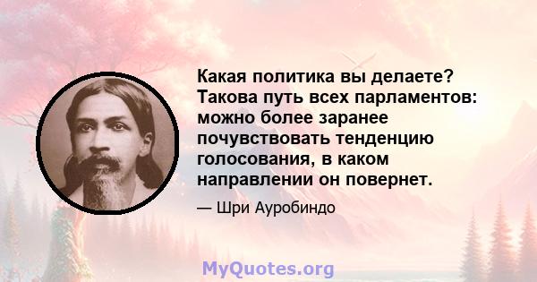 Какая политика вы делаете? Такова путь всех парламентов: можно более заранее почувствовать тенденцию голосования, в каком направлении он повернет.