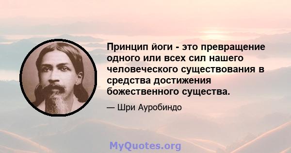 Принцип йоги - это превращение одного или всех сил нашего человеческого существования в средства достижения божественного существа.