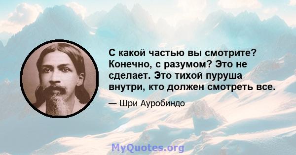 С какой частью вы смотрите? Конечно, с разумом? Это не сделает. Это тихой пуруша внутри, кто должен смотреть все.