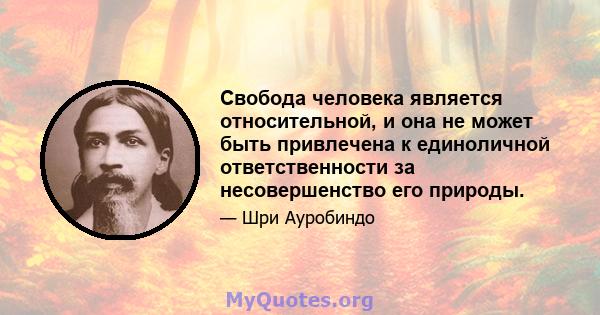 Свобода человека является относительной, и она не может быть привлечена к единоличной ответственности за несовершенство его природы.