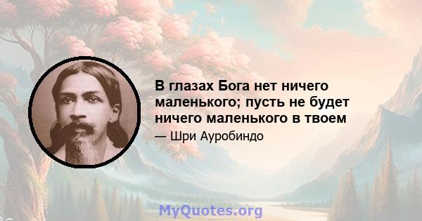 В глазах Бога нет ничего маленького; пусть не будет ничего маленького в твоем