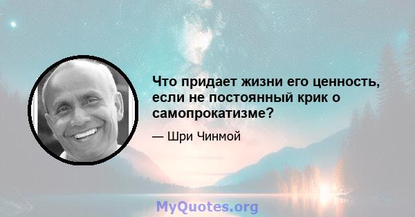 Что придает жизни его ценность, если не постоянный крик о самопрокатизме?