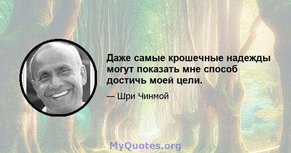 Даже самые крошечные надежды могут показать мне способ достичь моей цели.