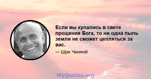 Если вы купались в свете прощения Бога, то ни одна пыль земли не сможет цепляться за вас.