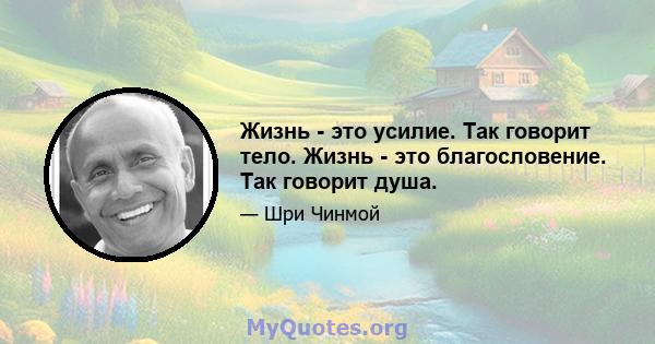 Жизнь - это усилие. Так говорит тело. Жизнь - это благословение. Так говорит душа.