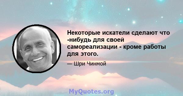 Некоторые искатели сделают что -нибудь для своей самореализации - кроме работы для этого.