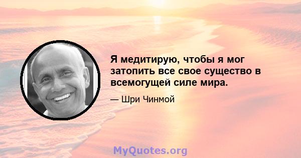 Я медитирую, чтобы я мог затопить все свое существо в всемогущей силе мира.