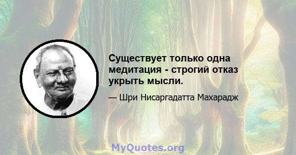 Существует только одна медитация - строгий отказ укрыть мысли.