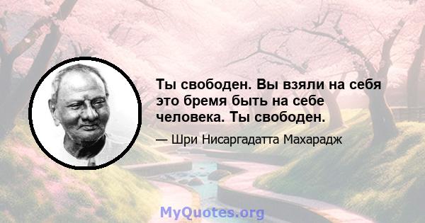 Ты свободен. Вы взяли на себя это бремя быть на себе человека. Ты свободен.