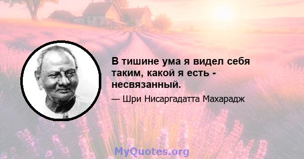 В тишине ума я видел себя таким, какой я есть - несвязанный.