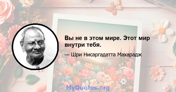 Вы не в этом мире. Этот мир внутри тебя.