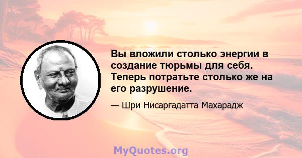 Вы вложили столько энергии в создание тюрьмы для себя. Теперь потратьте столько же на его разрушение.