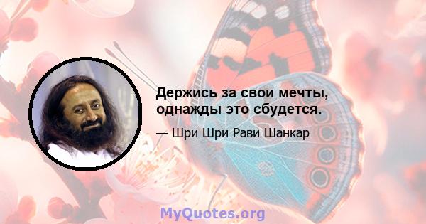 Держись за свои мечты, однажды это сбудется.