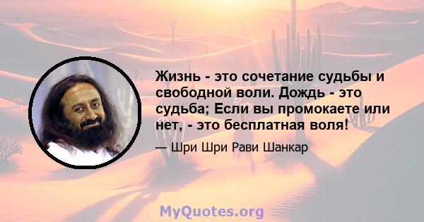 Жизнь - это сочетание судьбы и свободной воли. Дождь - это судьба; Если вы промокаете или нет, - это бесплатная воля!