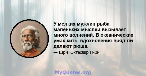 У мелких мужчин рыба маленьких мыслей вызывает много волнений. В океанических умах киты вдохновения вряд ли делают рюша.