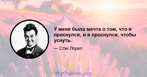 У меня была мечта о том, что я проснулся, и я проснулся, чтобы уснуть.