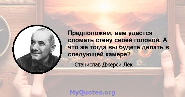 Предположим, вам удастся сломать стену своей головой. А что же тогда вы будете делать в следующей камере?