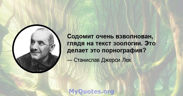 Содомит очень взволнован, глядя на текст зоологии. Это делает это порнография?