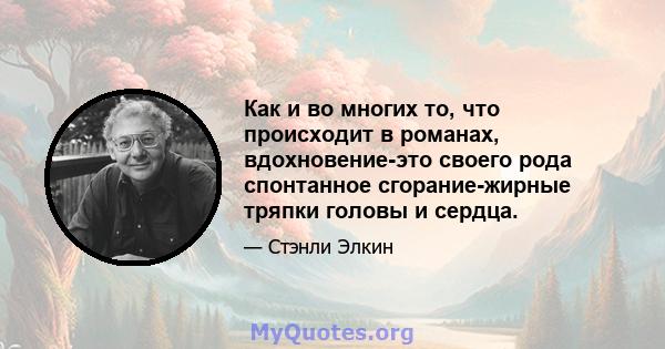 Как и во многих то, что происходит в романах, вдохновение-это своего рода спонтанное сгорание-жирные тряпки головы и сердца.