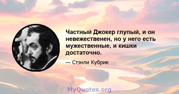 Частный Джокер глупый, и он невежественен, но у него есть мужественные, и кишки достаточно.