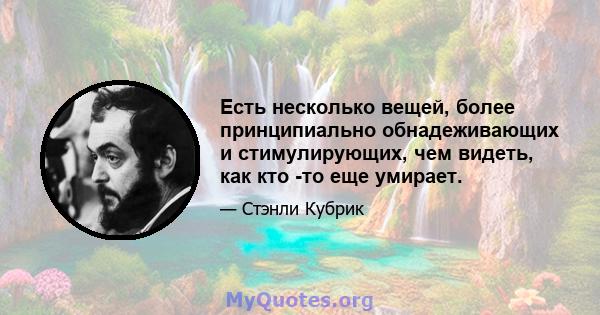 Есть несколько вещей, более принципиально обнадеживающих и стимулирующих, чем видеть, как кто -то еще умирает.