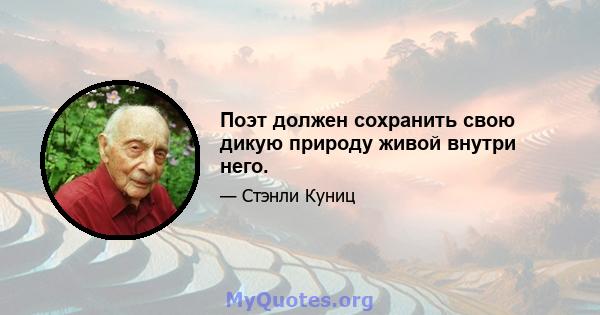 Поэт должен сохранить свою дикую природу живой внутри него.