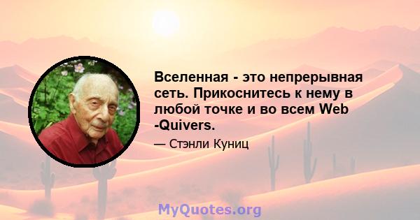 Вселенная - это непрерывная сеть. Прикоснитесь к нему в любой точке и во всем Web -Quivers.